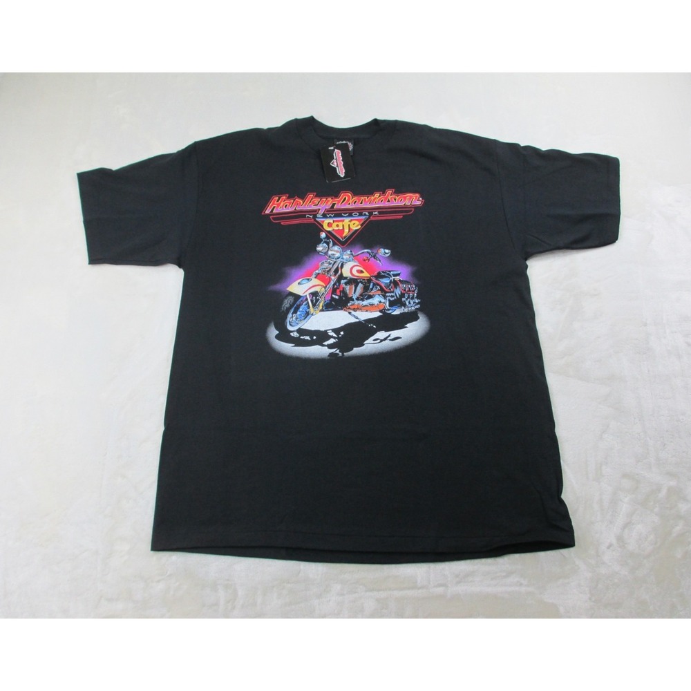 NEW VINTAGE Harley Davidson Shirt Mens Extra Large Black New‎ York Cafe 90s*